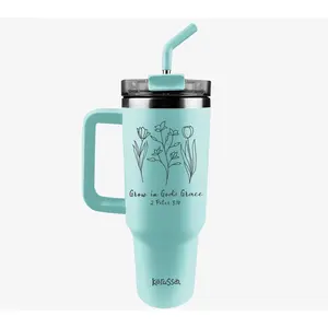 Kerusso 40oz Dual Wall Mug With Straw