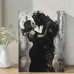 One Wooden Frame Canvas Print Poster,Demon Art and Dark Love Poster,Perfect for Office Hallway Home Living Room Decoration