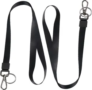 2 Pack Lanyards for ID Badges - Durable Lanyards for , Black Key Lanyard with ID Holder for Men and Women,Clip & Buckle Badge Holder with Lanyard