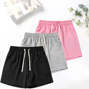 Women’s 3-piece casual athletic shorts set; solid-color women’s casual athletic shorts; solid-color shorts suitable for outdoor sports
