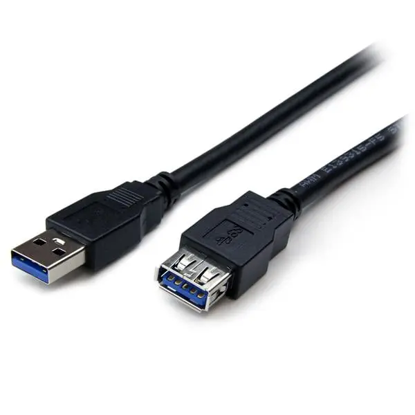 Startech USB3SEXT2MBK 2m Black Shielded Twisted Pair (STP) USB 3.0 Male-Female Extension Cable - Durable Computer Accessory for Reliable Device Connection, Accessories