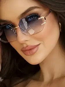 1pc Frameless Fashion Glasses, Perfect for Casual Wear, Ideal for Parties and Family Gatherings, Essential Summer Accessory, Summer Trendy Sunglasses