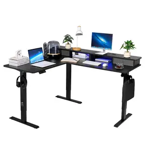 L Shaped Desk With Electric Adjustable Height For Sit-Stand Versatility, USB Ports, Ergonomic Home Office Desk, Quiet Low-Noise Motor, Memory Height Presets, Cable Management, 60-Inch Wide