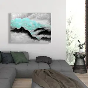 Begin Home Decor C1RC364832ZBLP 36 x 48 in. Gray & Blue Clouds - Contemporary Blue Canvas for Home Decor