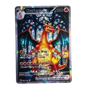 Charizard ex Stained Glass Design Fractal Glass Holo Finish Display Card Standard Size Standard English Back!