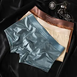 Men's Luxury Satin Ice Silk Boxer Briefs - 10A Antibacterial Crotch, Breathable Smooth Seamless No Show, Premium Lightweight Stretch Trunks for Daily Wear