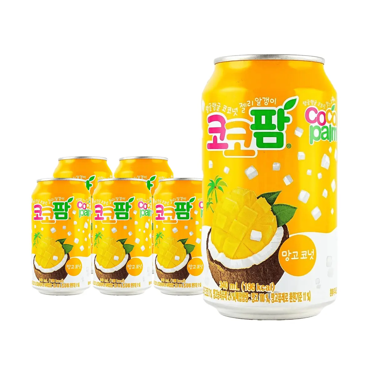 HAITAI Korean Mango Coconut Juice Drink 340ml x 6 Pack - Rich Tropical Flavor, Refreshing Beverage