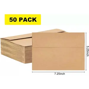 50 Pack Kraft Envelopes 5 X 7 Inch Brown A7 Card Invitation Postcard Envelopes Rustic Natural Eco-Friendly Standard Size