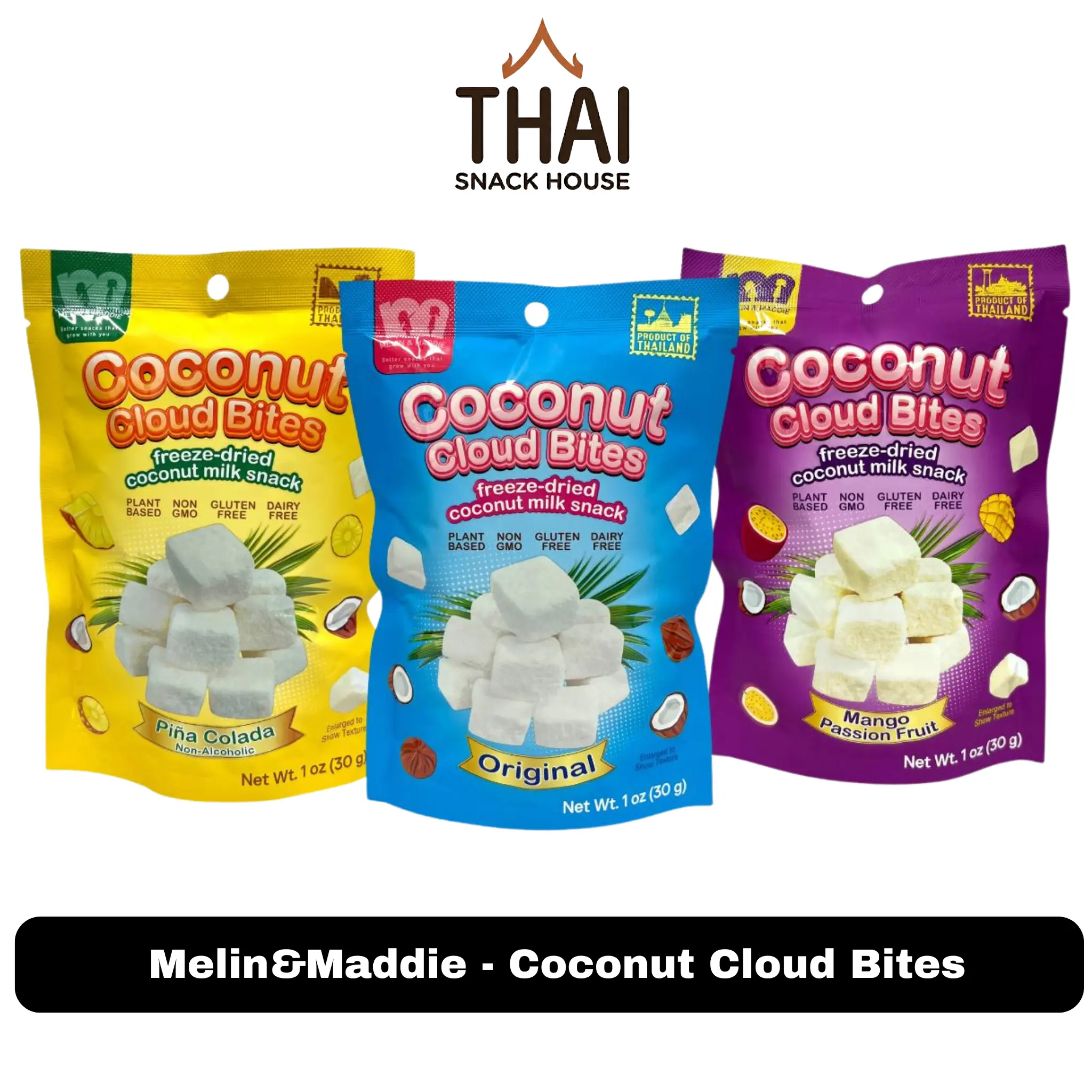 Melin & Maddie Coconut Cloud Bites - Light, Tropical Fruit, Airy Milk-Infused Sweet Creamy Unique Ready-to-Eat Quick Treat Snack Fruity Bonbon Candy