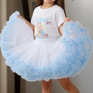Girl's Tutu large Fluffy Version Dance Dress milky apricot Tutu Skirt petticote cream-colored ballet princess dress