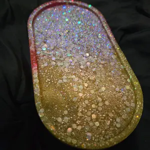 Red and Yellow Glitter Tray
