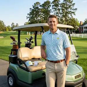 Men’s 2026 Golf Polo – Masters Style Print Shirt for Golf & Everyday Wear
