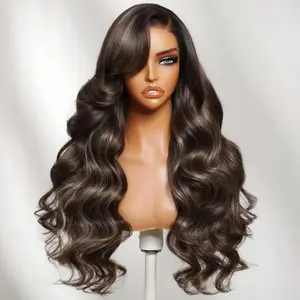 【LIVE SALE】Unice Rich Chocolate Brown with Caramel Highlights 13x4 Body Wave Human Hair Lace Frontal Wig with Drawstring Ready to Wear Glueless Wig