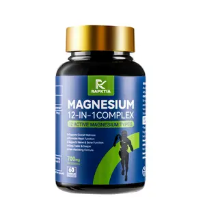 RAPKTIA 12-in-1 Magnesium Complex Capsules 60ct 700mg Supports Restful Sleep Calm NSF GMP Certified for Peaceful Sleep