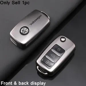 Soft Tpu Car Remote Key Case Cover Shell, Car Key Protector, Car Key Accessory, Key Fob Protector, Compatible with Volkswagen Vw Polo Golf Passat Tiguan Beetle Caddy T5 Up Eos Skoda Octavia Seat Leon Altea