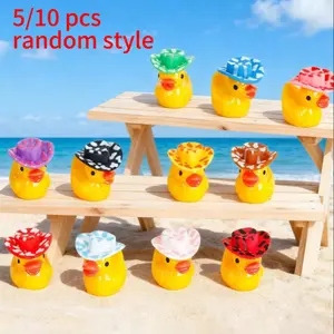 5pcs/10pcs Mini Resin 3D Solid Color Duck Statues, Water Feature Decor, Garden Accessories, Creative Resin Crafts, DIY Duck Decoration