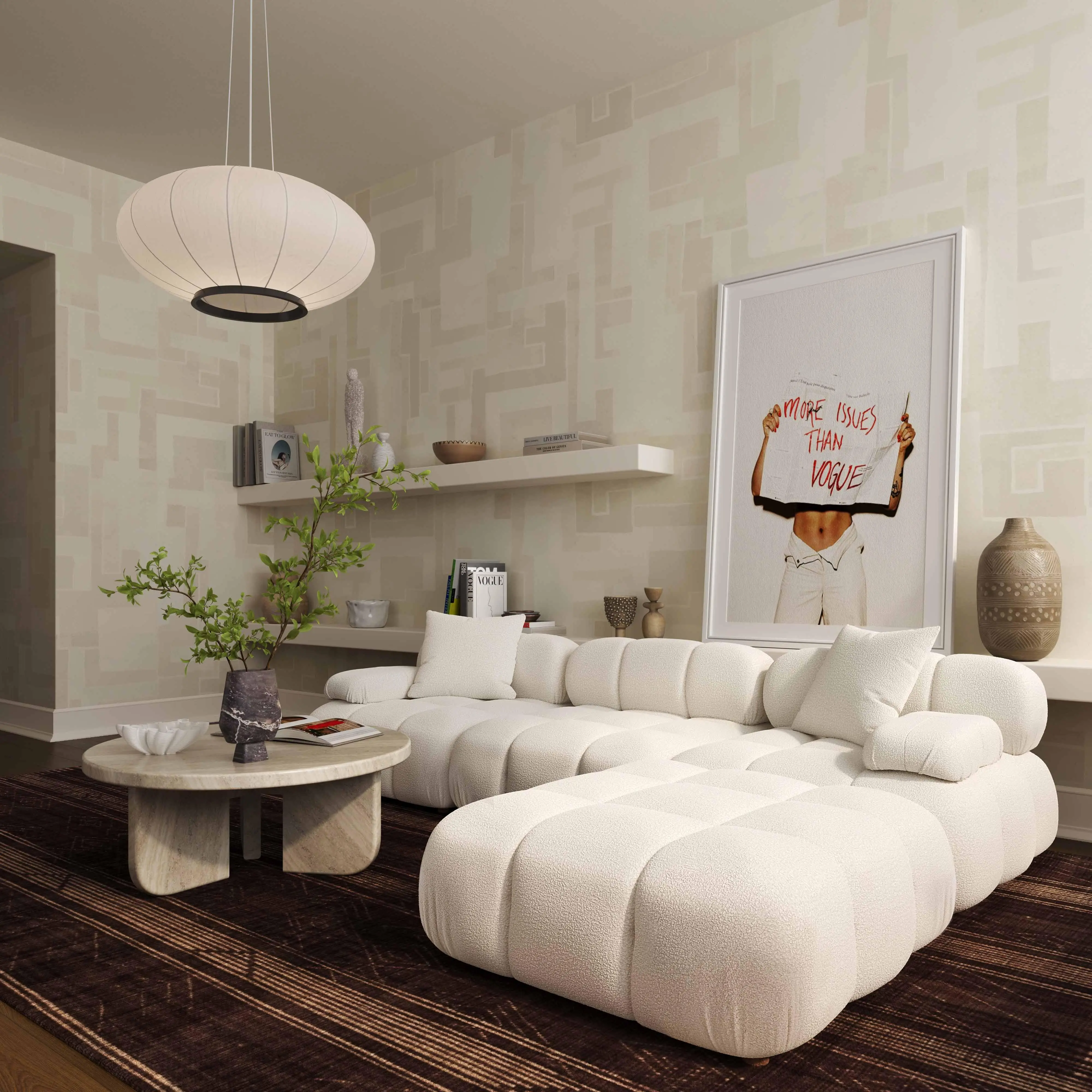 Calliope 4-Piece Vegan Shearling Modular Sectional