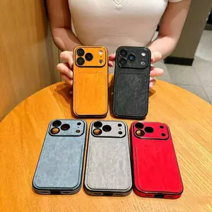 Vintage Suede Texture Wallet Phone Case for iPhone 13 14 15 16 17 Pro Max Plus, Anti-Scratch Protective Cover with Card Slot, All-Round Protection #XYYJZZPWKBKORANGE