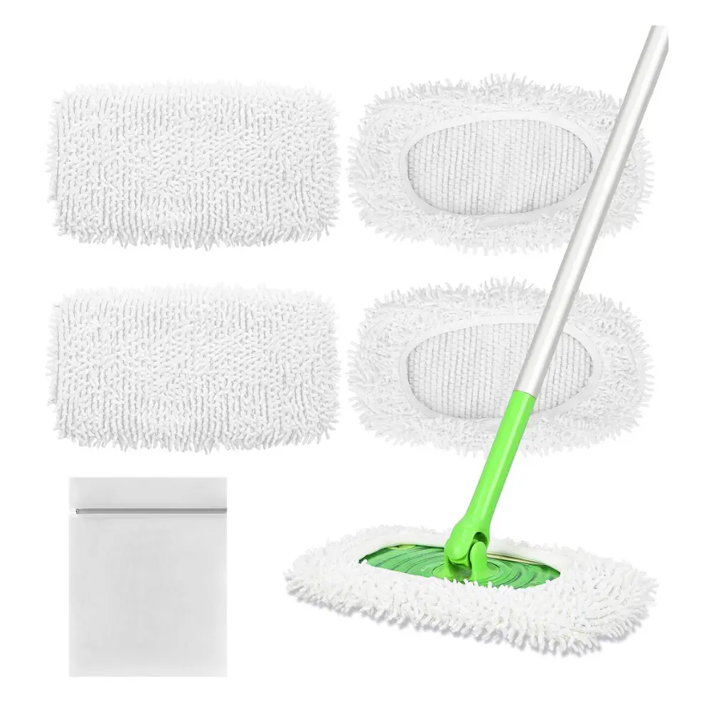 4PCS Reusable Microfiber Replacement Pads - Washable, Durable, High Absorption for Dry & Wet Cleaning, Fits Standard Mops, Cleaning Pads(Mop is not Included)