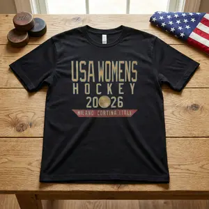 Vintage USA Womens Hockey 2026 T-Shirt  Retro Gold Medal