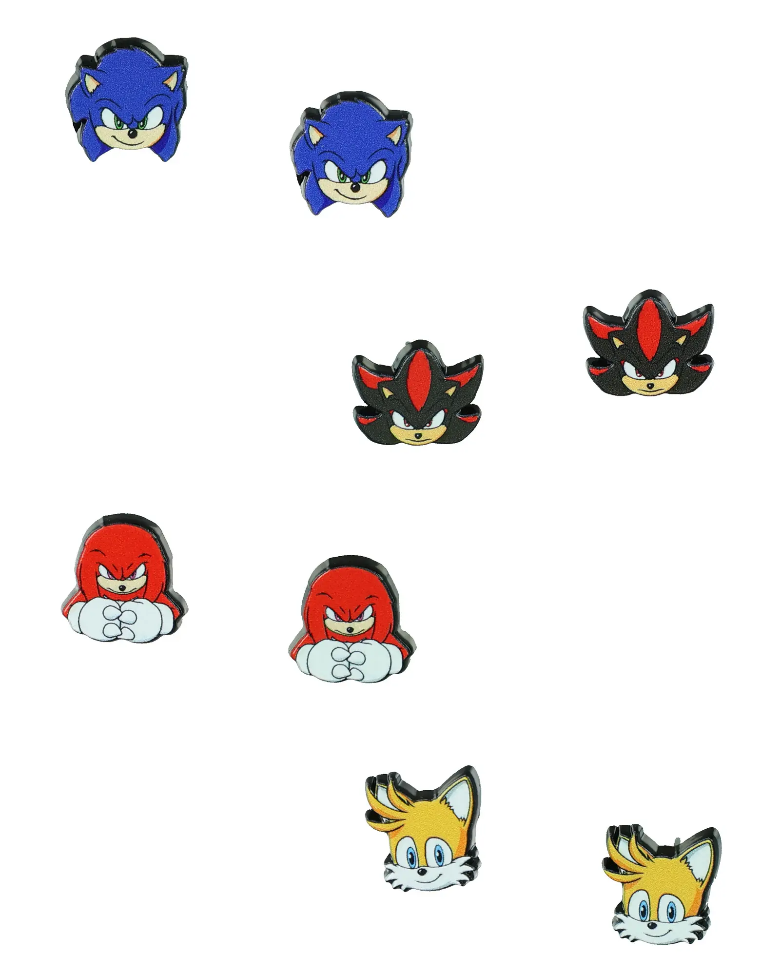 Sonic The Hedgehog 3 Gaming Cartoon Character Alloy Stud Earrings, 4-Pair Casual Jewelry Set, Choking Hazard Small Parts Note, Daily, Character Graphic Earrings, Easy To Wear