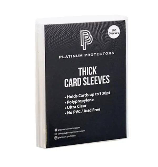 Platinum Protectors Thick Polypropylene Trading Card Sleeves - 100 Count, Waterproof, 130pt, Dust-Proof, Fade-Resistant, Acid-Free Compatible, Toploader Compatible for Thick Jersey/Patch Cards Up to 130pt, Jersey Cards