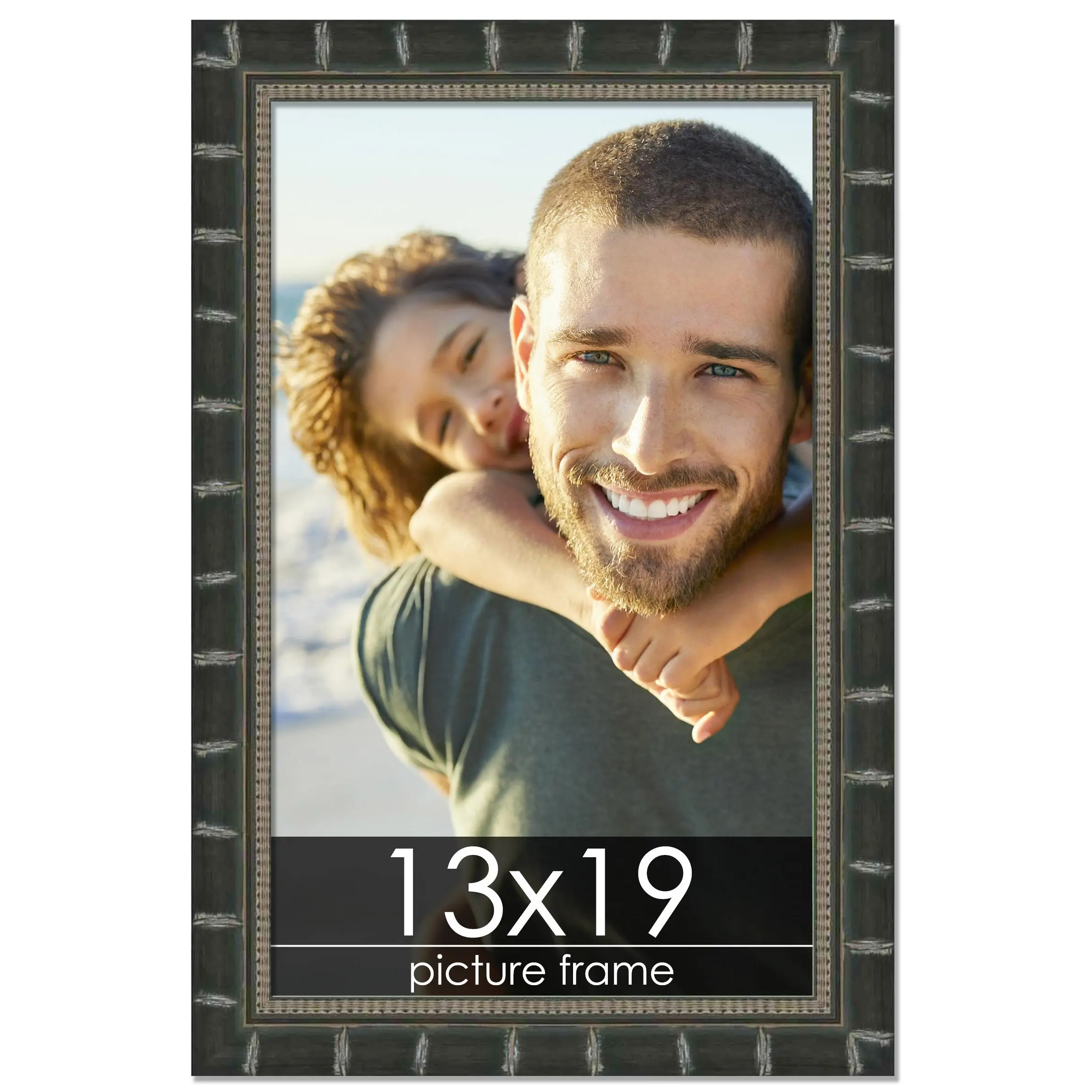 13x19 Black Modern Bamboo Picture Frame - UV Acrylic, Foam Board Backing, Hanging Hardware