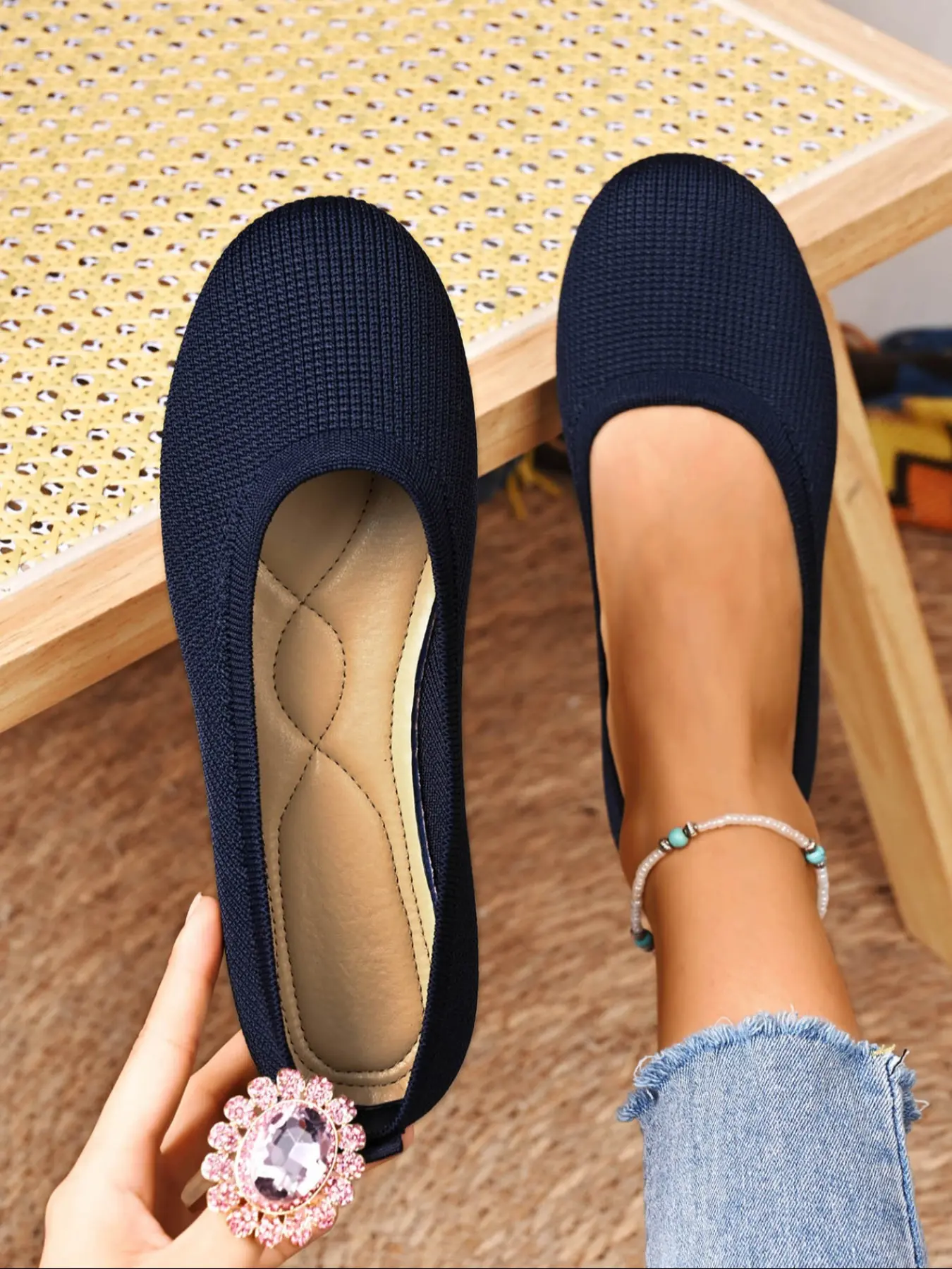 Women's Flat Ballet Shoes, Slip On Flats, Breathable Mesh Material for Comfort, Round Toe Design with Air Holes, Perfect for Everyday Wear, Scandinavian Ballet Flats, Ballerina Flats Shoes, Breathable Slip Ons