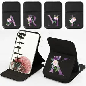 1pc Foldable Desktop Makeup Mirror - Anti-Slip Durable, Portable Pocket-Sized Vanity Accessory with Floral Initial Design (A-Z) for Travel & On-the-Go Use, Compact & Stylish for Family & Personal Use, Travel Hand Mirror, Initial Monogram Design