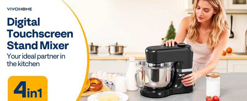 VIVOHOME Stand Mixer with Fermentation, One-Touch Presets 11 Speed Electric Dough Mixer with 6QT Bowl, Kitchen Standing Mixer for Baking, Cake with Flex Edge Beater, Bread Hook, Whisk