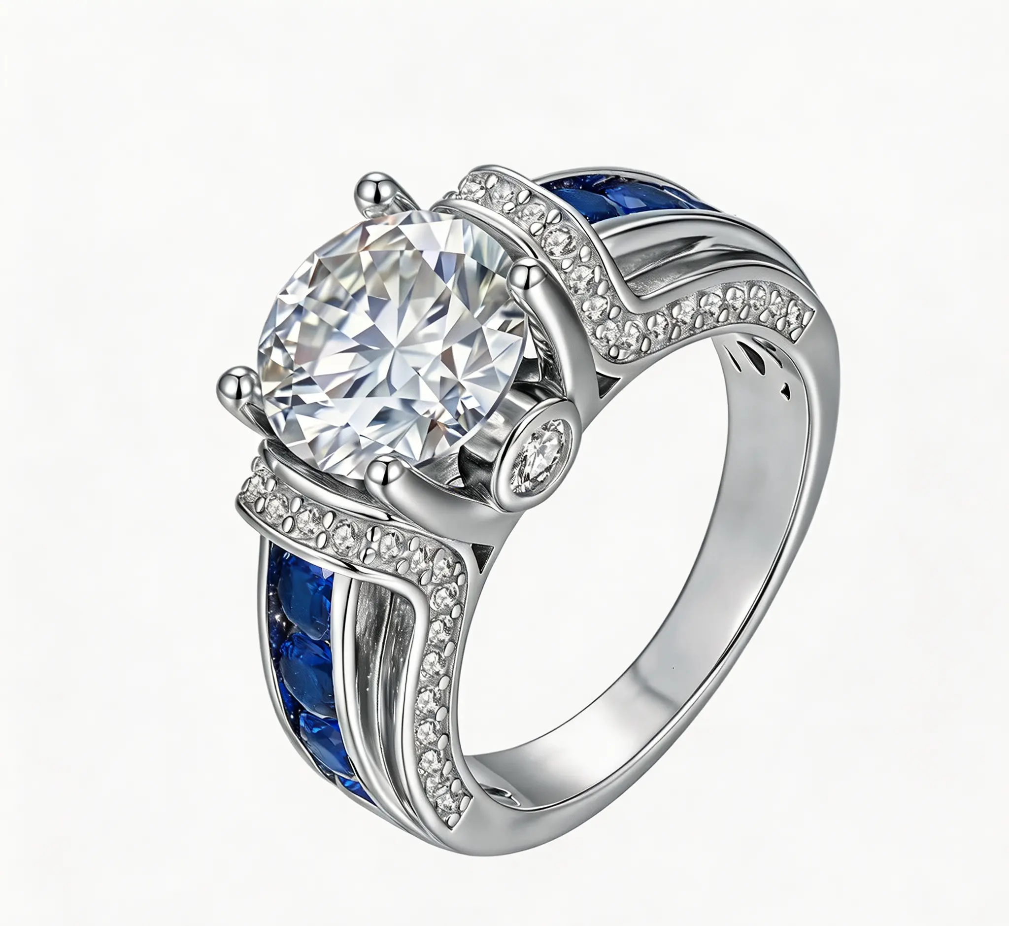 925 Silver Classic Round Moissanite Ring - 3 Carat Synthetic Diamond, 1 Piece Jewelry Ring for Adults, Ideal for Party & Daily Wear Gift