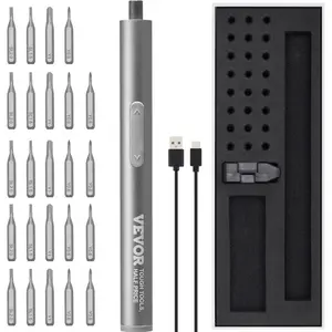 VEVOR Electric Screwdriver, 7 Torque Settings 0.5 - 5 N. m, 2500mAh Battery, Cordless Screwdriver Set with 32 PCS 1/4 in Bits, Digital Display, LED Light, Type - C Charging, for Furniture Electrical RepairVEVOR Super Brand Day