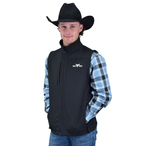 Men's Cowboy Hardware Black "CH Fence" Polyshell Vest