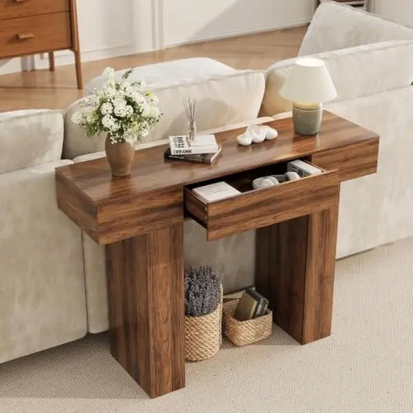 Gaomon Wooden 47-in Long Console Table with Drawer - Narrow Indoor Entryway Furniture