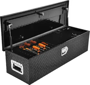 YITAMOTOR Truck Bed Tool Box Heavy Duty Aluminum with Sliding Shelf, Diamond Plate, Chest Storage Organizer with Lock and Keys Durability Tool Box