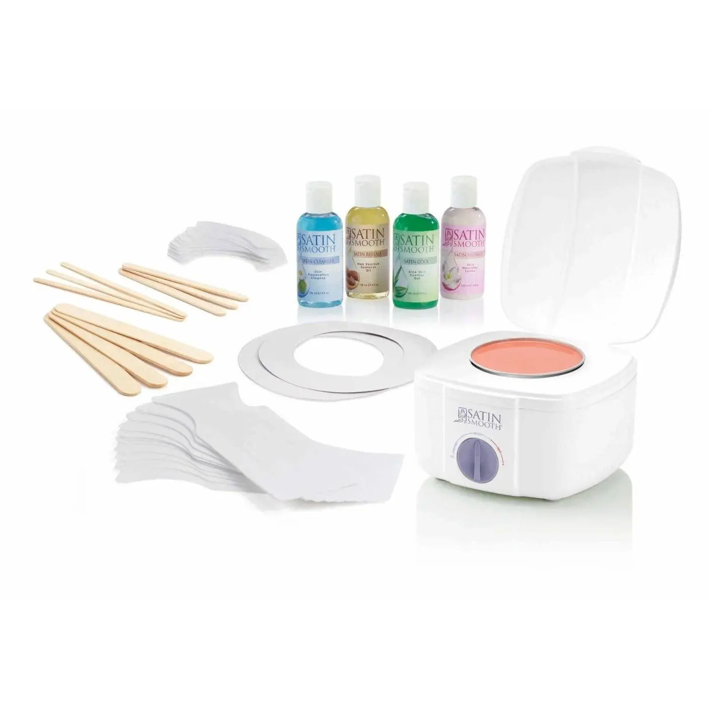 Satin Smooth Pro Single Hard Wax Warmer Kit - Salon-Grade Waxing Set, Hair Removal Wax, Face & Body Use, Cosmetic Cream, Step-by-Step DVD for Body Care
