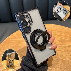 Magnetic Electroplated Transparent Anti-Drop Protection Phone Case for Samsung S26 S25 S24 Ultra S23 Ultra S22 Ultra Plus, Men Women Protective Cover Accessories