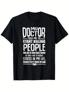 Decompression Humorous T-Shirt 100% Breathable Loose Version Street Style T-Shirt with Satirical Quotations Black And White Print Men'S And Men'S Leisure Plus-Size Men'S T-Shirt, Size 0XL - 5XL, Pure, Round Neck, Four Seasons Comfortabl, Plus Size