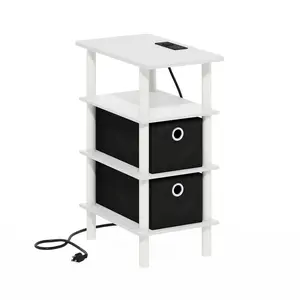 TURN-N-TUBE White Multi-Function End Table - 4-Tier Storage, Charging Station with USB & Type-C Ports - Accessible, Durable, Low-Toxic, Minimal End Table for Bedrooms, Small Spaces, Accessible End Tables, Durable End Tables