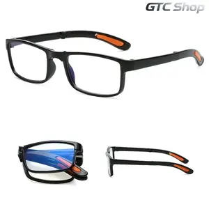 Folding Anti Blue Light Reading Glasses, Diopter +1.0 To +4.0 TR90 Presbyopia Eyeglasses, Lightweight Durable Unisex Eyewear with Portable Storage Case for Men Women Daily Reading Travel Use