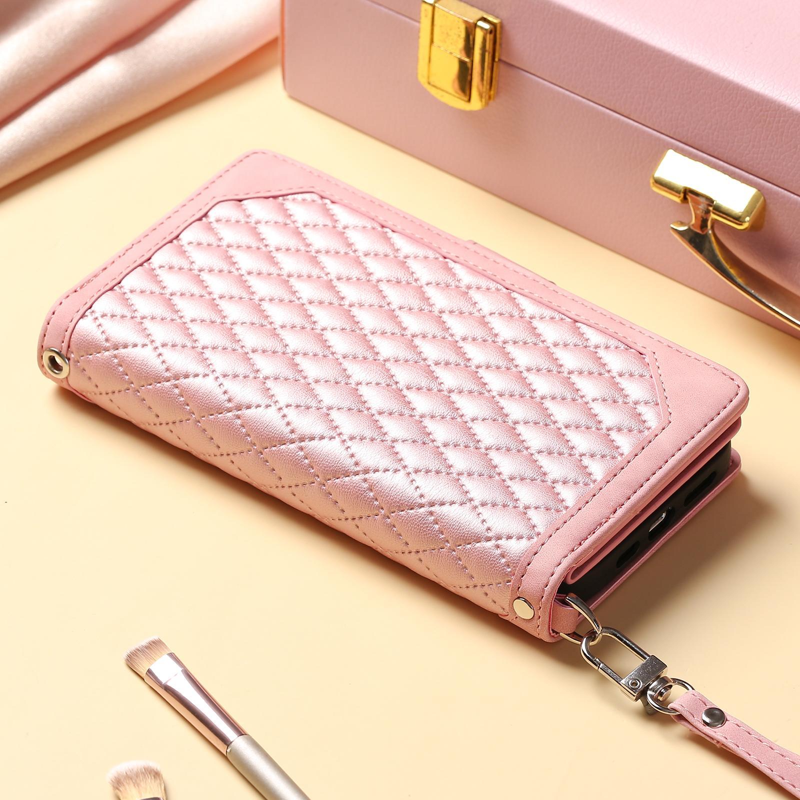 Wallet Case For iPhone 17 16 15 14 13 12 11 Pro Max, PU Leather Phone Case with Card Holder Kickstand & Wrist Strap Cover Magnetic Closure Flip Handbag Zipper Purse Shell for Women Girls