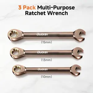 Combination Wrench 1-1/16 Inch SAE Open End Ratcheting Wrench - Industrial Grade Gear Spanner with Grey Nickle Plated