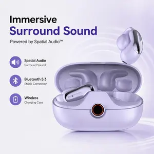Open Ear Earphones Wireless Earbuds Headset with Directional Sound & Advanced Audio Tech, Immersive Stereo, Premium Listening Quality, Android/iPhone Compatibility, Convenient Charging Case, Ergonomic Clip-On Design for Secure Comfort