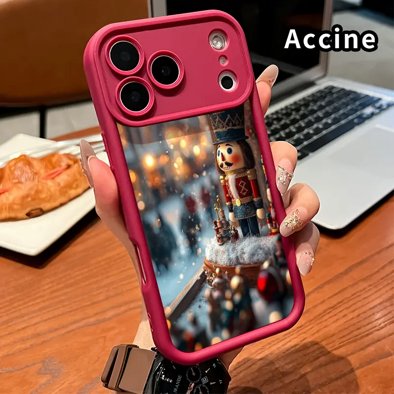 Smartphone Case for iPhone 17 Pro Max, 16 Plus, 15, 14, 13, 12, 11, Air E Nutcracker Winter Glow - Handheld Cellphone Protection Cover with Anti-Scratch, Shockproof TPU Bumper for Drop-Proof Device Defense