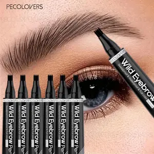 6pcs/set Black Four-fork Eyebrow Pencil, Long-lasting, Waterproof, Eyebrow Filling, Multi-function Eyebrow Pencil, Eyebrow Cosmetics