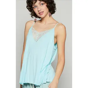 Lovely Lace Tank Top - Aqua