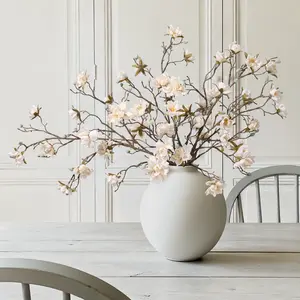 Ivydale 3PCS Artificial Magnolia Flowers Stems for Spring Decoration, Faux Champagne Magnolia Branches with Buds, 34.5" Long Stems Floral Arrangement for Vase Pot Table Centerpiece Indoor Decor