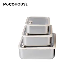 6pcs Stackable 304 Stainless Steel Food Storage Containers, Leakproof Airtight Lunch Boxes With Lids, Oven & Microwave Safe Bento Boxes For Home Kitchen, Office, Outdoor Camping & Meal Prep box lunch