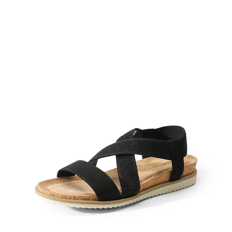 Dream Pairs Women's Suede Wedge Sandals with Elastic Band, Comfortable Low Heels Featuring a Memory Foam Cushioned Footbed, Footwear, Soft, Women's Sandals, Suede/Pu, Shock Absorbent, Walking Shoes, Open Toe, Casual, Breathable, Daily Wear, Low Wedge, Hol