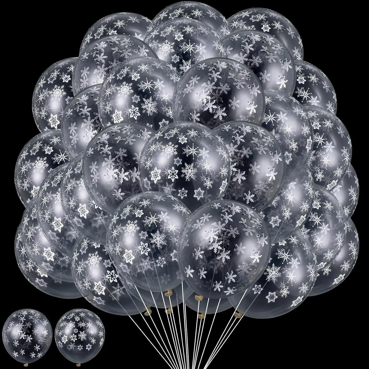 72 Pieces Winter Clear Snowflake Balloons Transparent Snowflakes Balloon Glitter Confetti Balloon 12 Inch Clear Latex Balloons Wonderland Decorations For Christmas Birthday Party